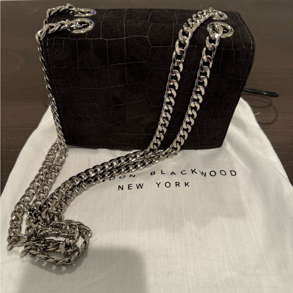 Brandon Blackwood MINI Sophia Bag | Black Croc Suede